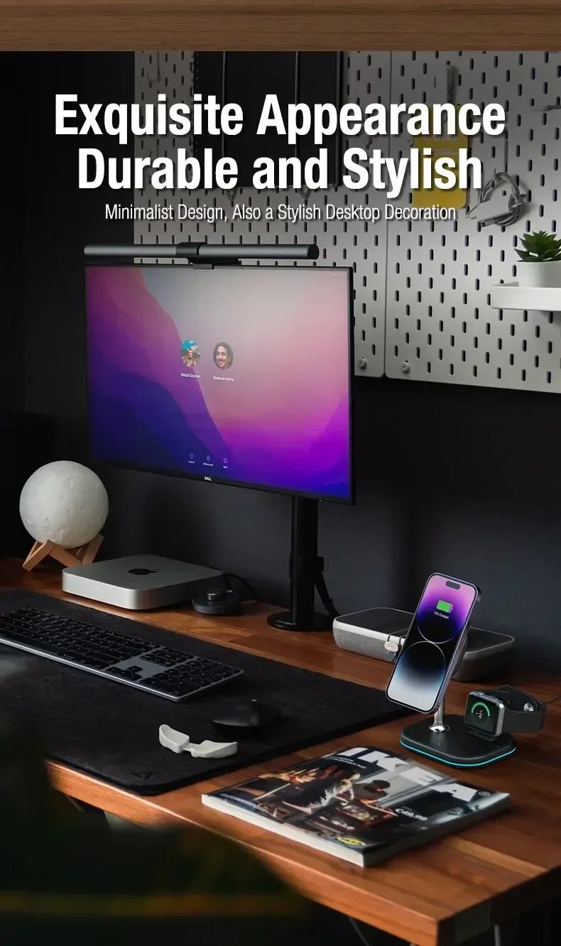 3 In 1 Magnetic Wireless Charger Stand For Magsafe iPhone 16 15 14 13 Pro Max Apple Watch 9 8 AirPods Pro Fast Charging Station