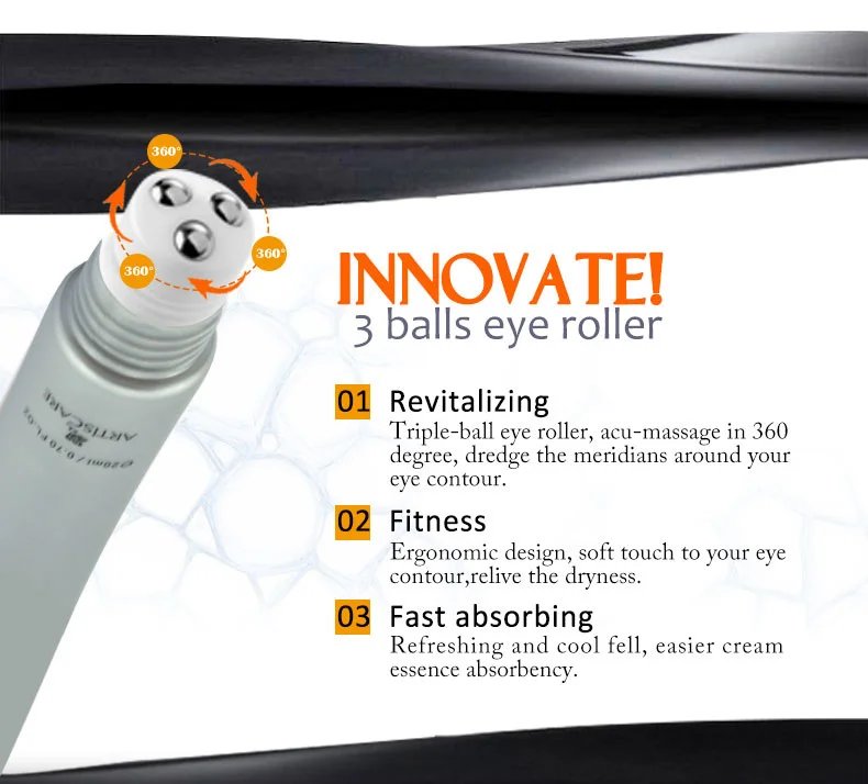 ARTISCARE Snail Face Cream + Peptide Eye Roller + Golden Eye Cream 3Pcs for Facial Moisturizing Serum Dark Circles Eye Care