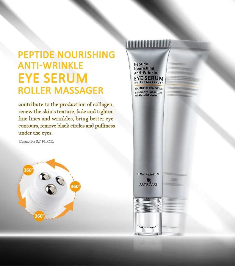 ARTISCARE Snail Face Cream + Peptide Eye Roller + Golden Eye Cream 3Pcs for Facial Moisturizing Serum Dark Circles Eye Care