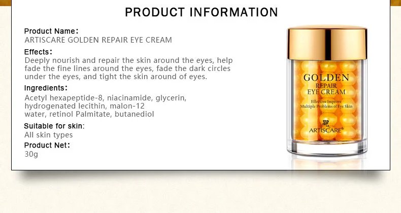 ARTISCARE Snail Face Cream + Peptide Eye Roller + Golden Eye Cream 3Pcs for Facial Moisturizing Serum Dark Circles Eye Care