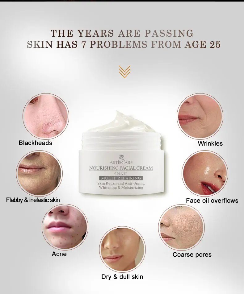 ARTISCARE Snail Face Cream + Peptide Eye Roller + Golden Eye Cream 3Pcs for Facial Moisturizing Serum Dark Circles Eye Care