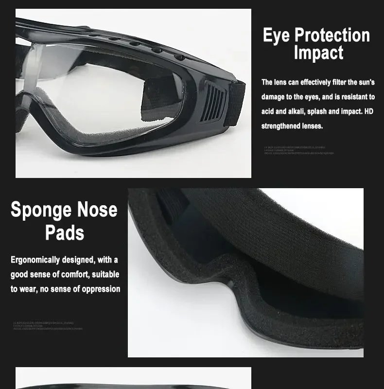 Double-layer Outdoor Windshield Labor Protection Glasses PC Lens Protective Head-mounted Adult Men's Women's Ski Glasses Double-layer Outdoor Windshield Labor Protection Glasses PC Lens Protective Head-mounted Adult Men's Women's Ski Glasses