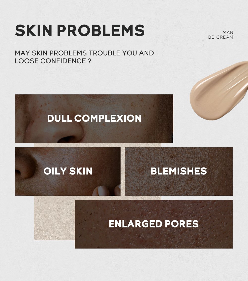 Men's BB Cream-Full Coverage Long-Lasting Waterproof Men's Concealer Natural Color Suitable for Gifts for Men's Christmas Gifts