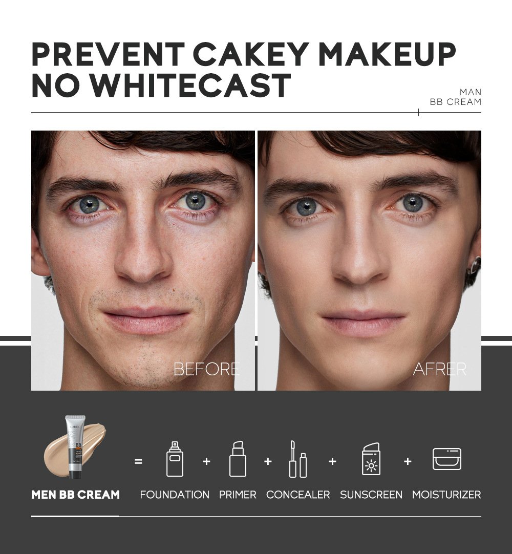 Men's BB Cream-Full Coverage Long-Lasting Waterproof Men's Concealer Natural Color Suitable for Gifts for Men's Christmas Gifts