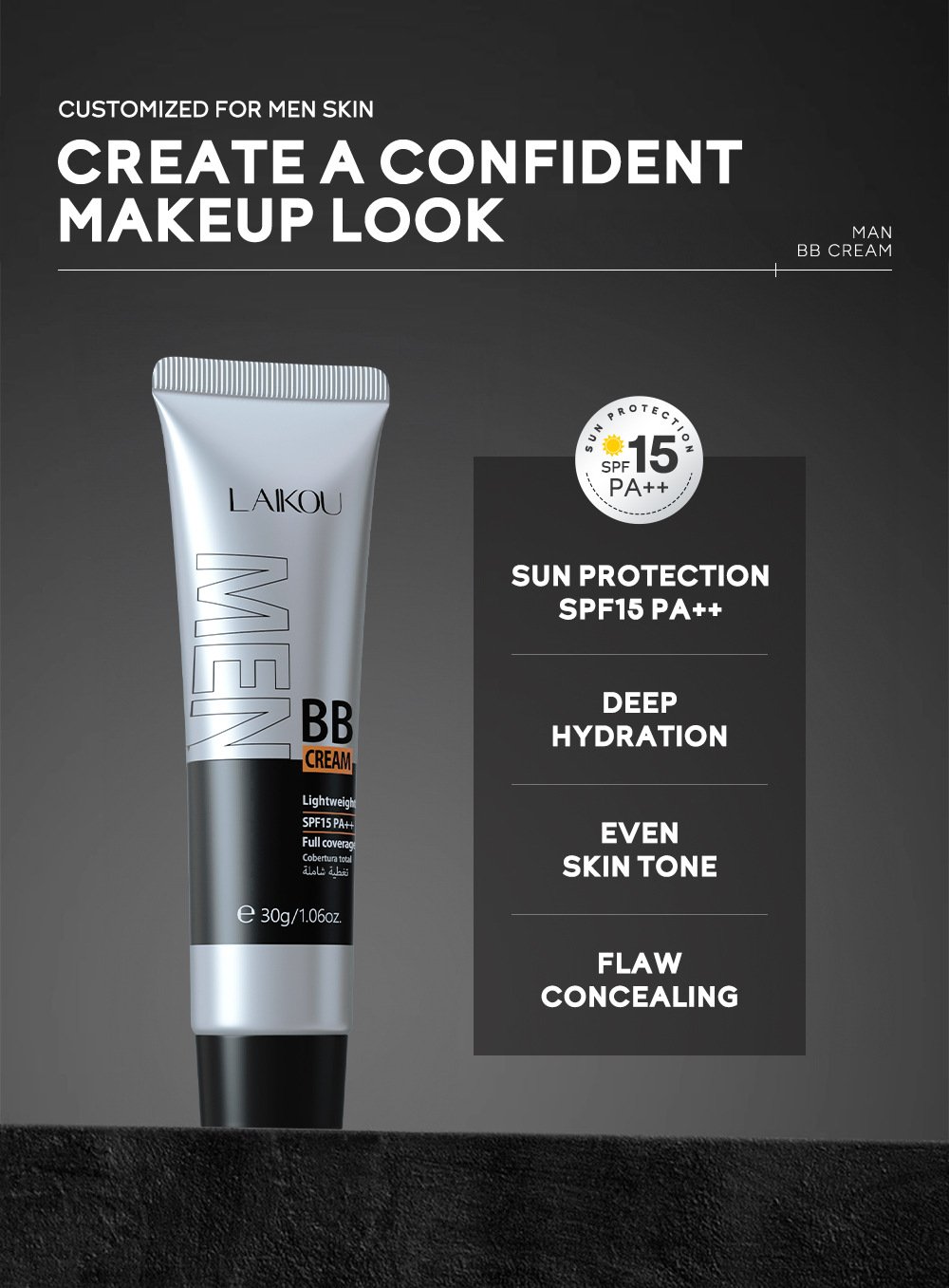 Men's BB Cream-Full Coverage Long-Lasting Waterproof Men's Concealer Natural Color Suitable for Gifts for Men's Christmas Gifts