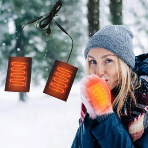 Calentador de guantes eléctrico USB con almohadilla calefactora de fibra de carbono para invierno