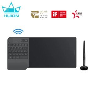 Huion KD200 Inspiroy Keydial Wireless Graphics Tablet Drawing Tablet Bluetooth 5.0 Connection 23 Press Key Keyboard 8192 Levels