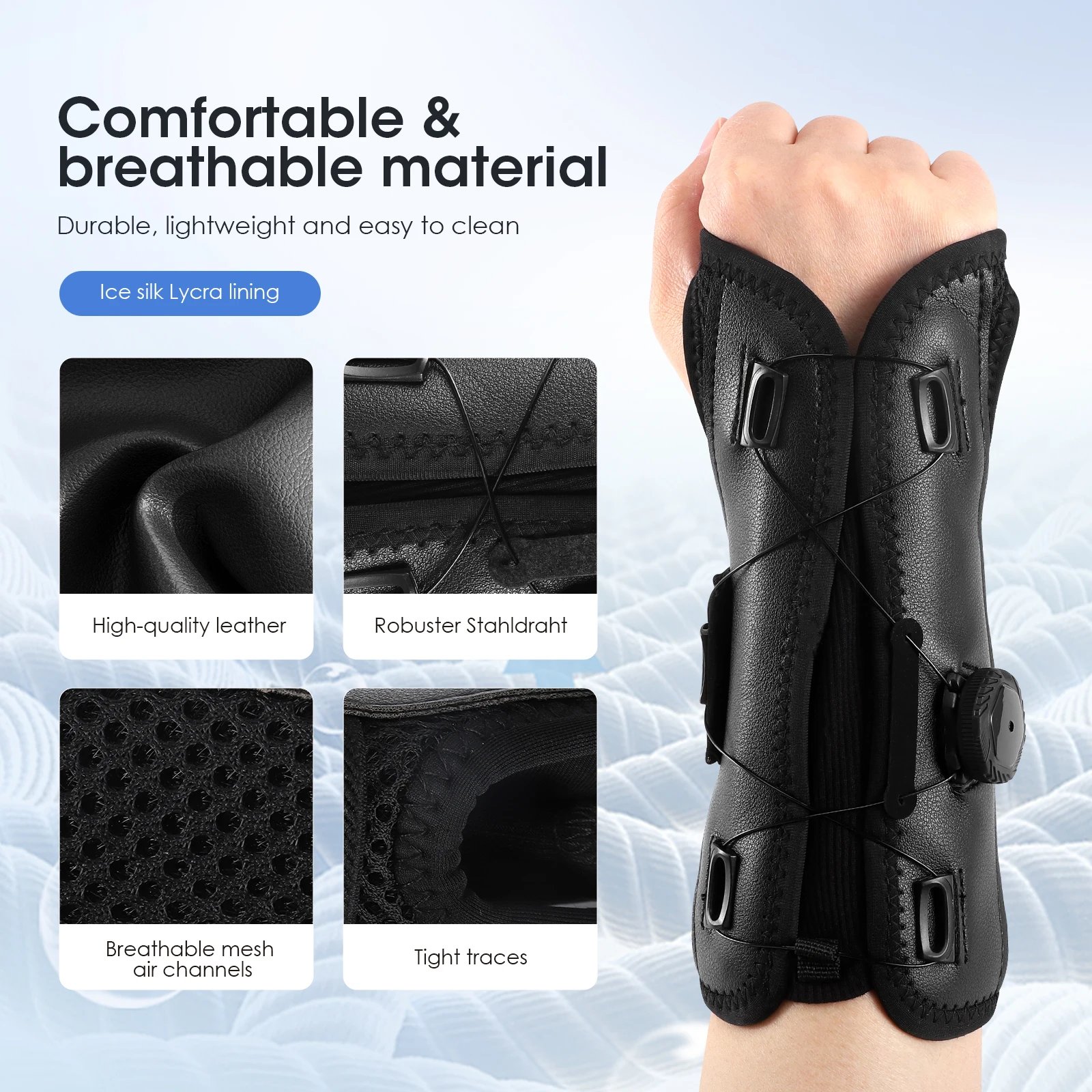 Wrist Brace Support with Metal Splint Carpal Tunnel Wrist Bandages Adjustab - Imagen 4