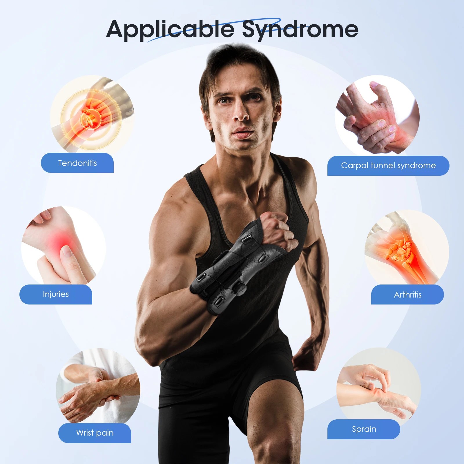 Wrist Brace Support with Metal Splint Carpal Tunnel Wrist Bandages Adjustab - Imagen 5