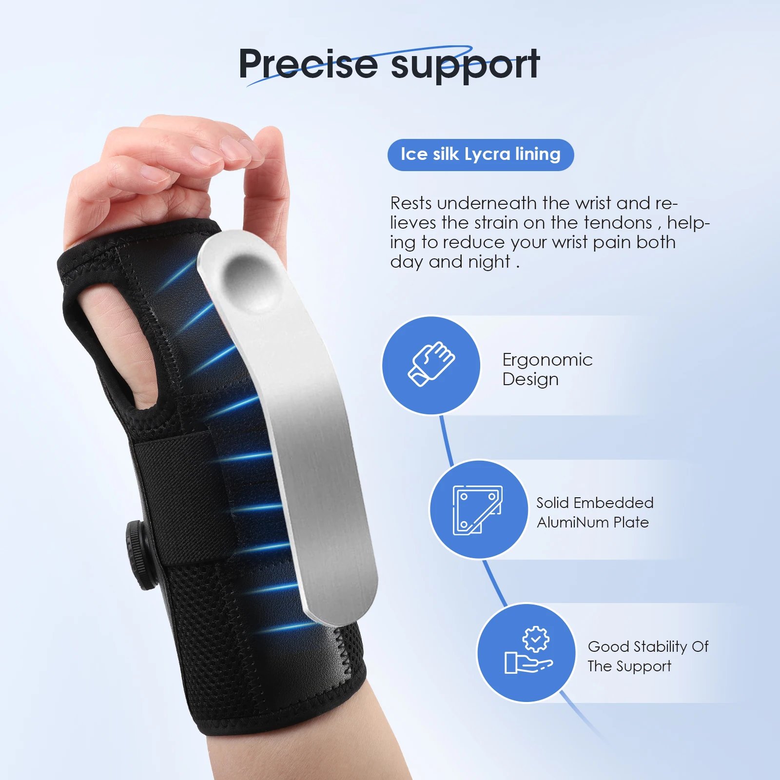 Wrist Brace Support with Metal Splint Carpal Tunnel Wrist Bandages Adjustab - Imagen 2