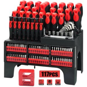 117Pcs Magnetic Screwdriver Set Repair Tool Precision Screwdriver Set Nut Driver And Bit Set Hex Wrench Kit With Storage Rack