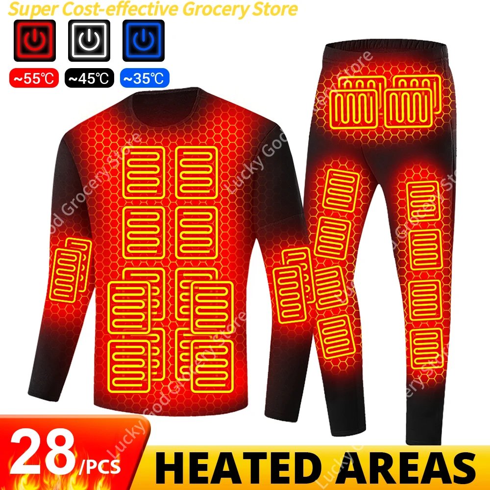 Self — heating Jackets Heated Thermal Underwear Men USB Electric Heated Ski
