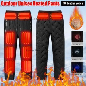 Unisex Heated Pants Winter Electric Heated Trousers 10 Heating Zones Heating Warmer Pants Winter Outdoor Sports Thermal Trousers