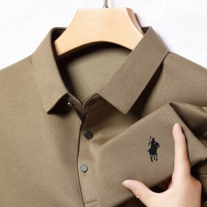Light Luxury 202 Paul Men's Polo Shirt Long Sleeved T-shirt Casual Daily Lapel Sweatshirt Base