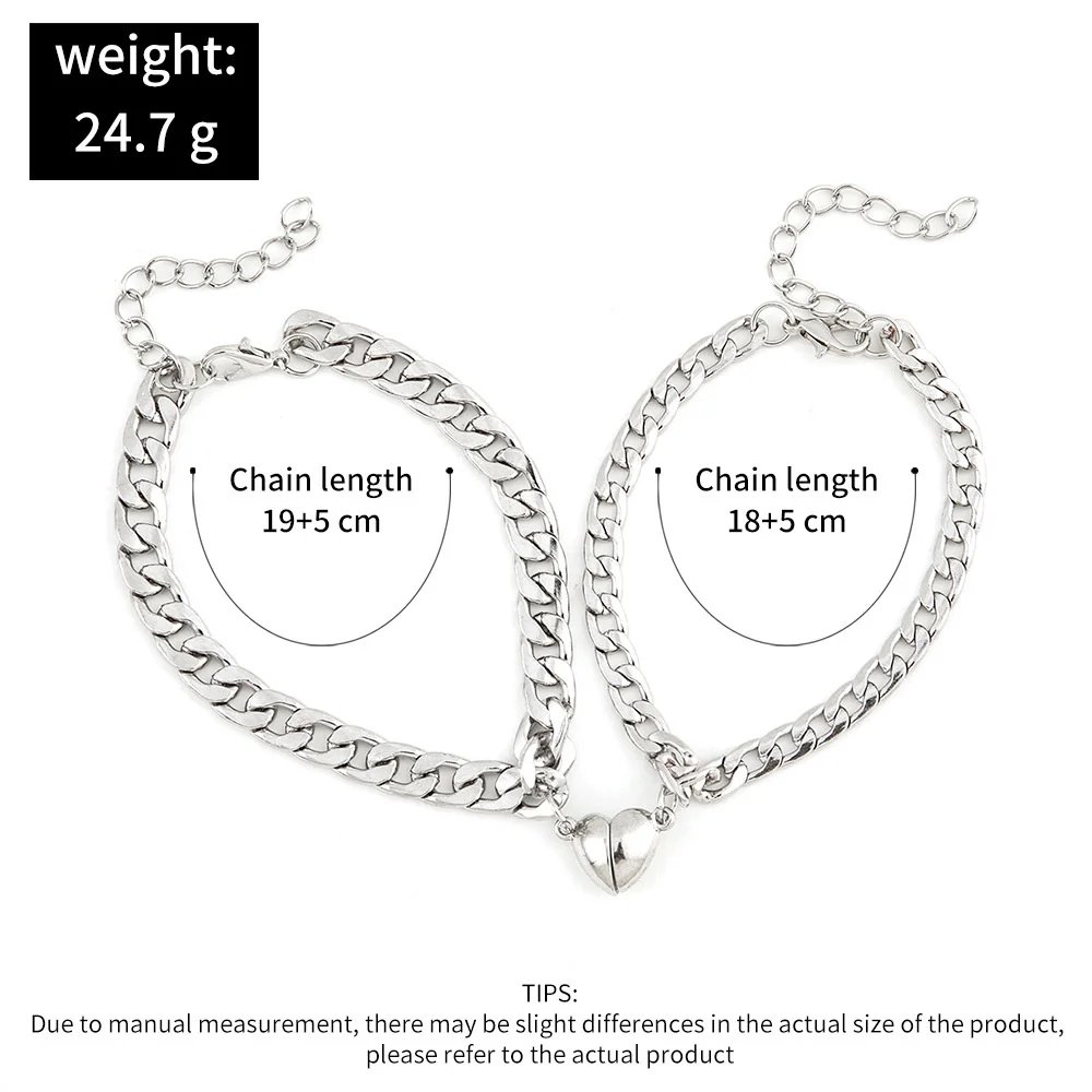 Stainless steel couple Bracelet simple and fashionable heart-shaped magnet attractive men's and women's hand jewelry set