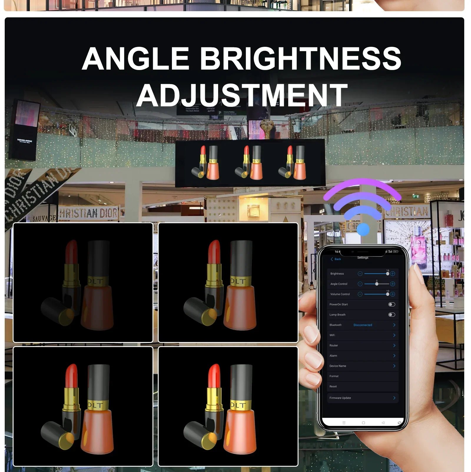 62cm 3D Hologram Projector Fan Wifi Display Business Advertising Logo Light Holographic Lamp Projectors Support Image Video