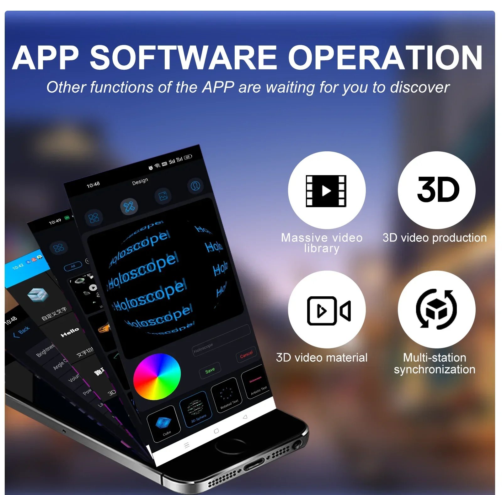 62cm 3D Hologram Projector Fan Wifi Display Business Advertising Logo Light Holographic Lamp Projectors Support Image Video