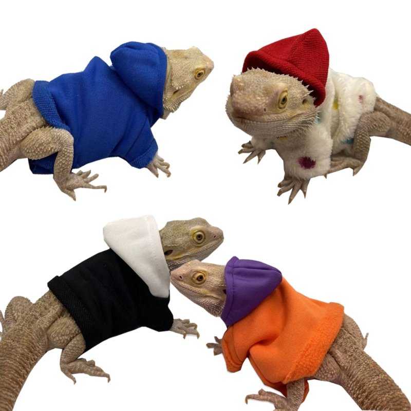 Bearded Dragon Clothes Costume Accessories Apparel Clothing Hand-made Warm Coat Hoodies Jackets for Small Animal Geckos