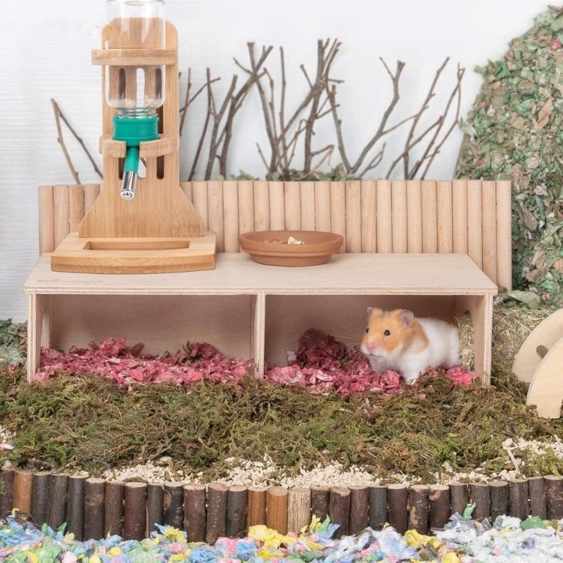 Hamster House Wood Hideout Chamber Natural Wood Nest Habitat for Gerbils Hamsters Natural Materials Guinea-Pigs