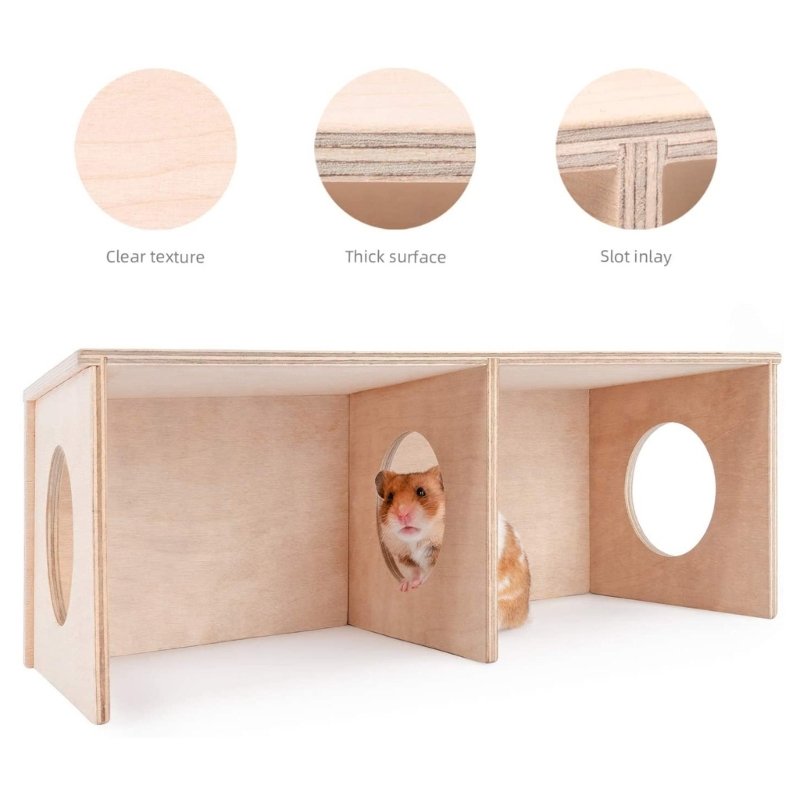 Hamster House Wood Hideout Chamber Natural Wood Nest Habitat for Gerbils Hamsters Natural Materials Guinea-Pigs