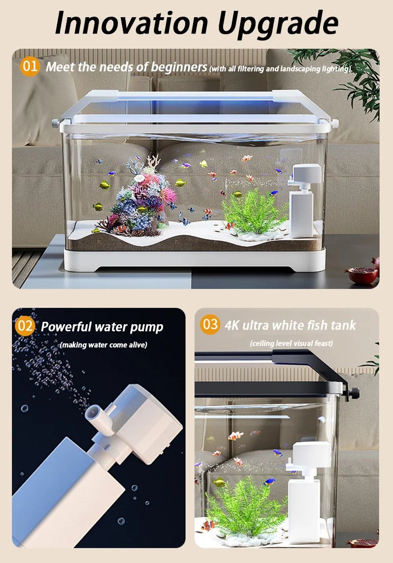 Acrylic Aquariums Small Fish Tank Household Desktop Decoration Fishbowl Transparent Aquarium Fish Breeder Box with Light Acrylic Aquariums Small Fish Tank Household Desktop Decoration Fishbowl Transparent Aquarium Fish Breeder Box with Light