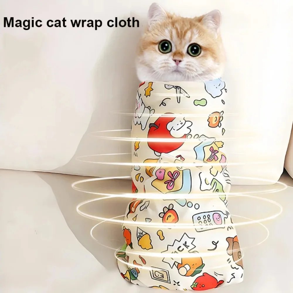 Cat Grooming Wrap Self-Adherent Cat Swaddle Burrito Wrap Anti-Bite Anti-Scratch Anti-Escape for Medicine Nail Clipping Pet Tool - Image 3