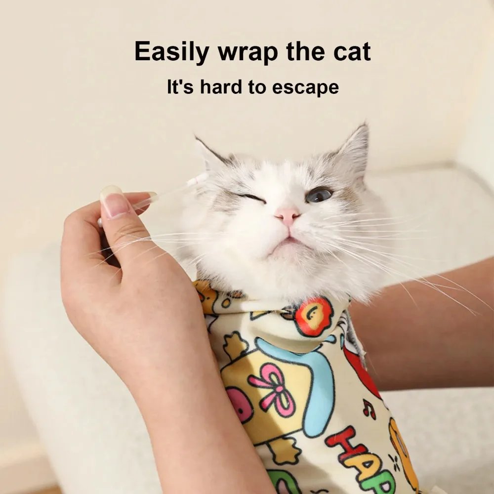 Cat Grooming Wrap Self-Adherent Cat Swaddle Burrito Wrap Anti-Bite Anti-Scratch Anti-Escape for Medicine Nail Clipping Pet Tool - Image 2