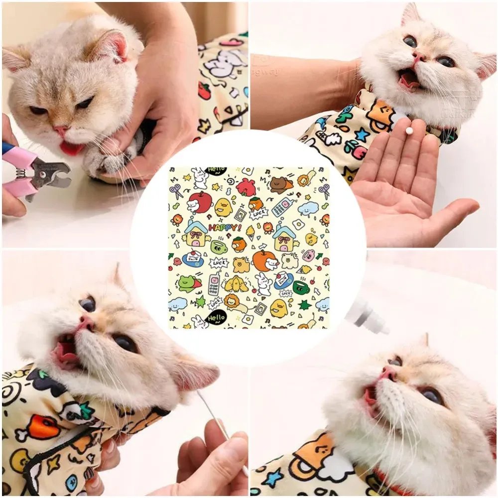 Cat Grooming Wrap Self-Adherent Cat Swaddle Burrito Wrap Anti-Bite Anti-Scratch Anti-Escape for Medicine Nail Clipping Pet Tool - Image 6