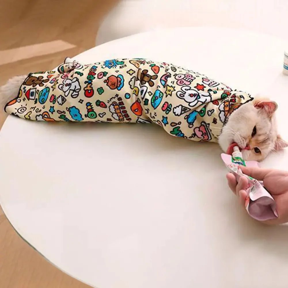 Cat Grooming Wrap Self-Adherent Cat Swaddle Burrito Wrap Anti-Bite Anti-Scratch Anti-Escape for Medicine Nail Clipping Pet Tool Cat Grooming Wrap Self-Adherent Cat Swaddle Burrito Wrap Anti-Bite Anti-Scratch Anti-Escape for Medicine Nail Clipping Pet Tool