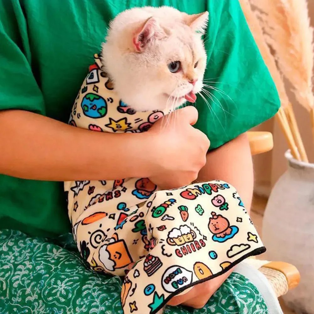 Cat Grooming Wrap Self-Adherent Cat Swaddle Burrito Wrap Anti-Bite Anti-Scratch Anti-Escape for Medicine Nail Clipping Pet Tool - Image 5