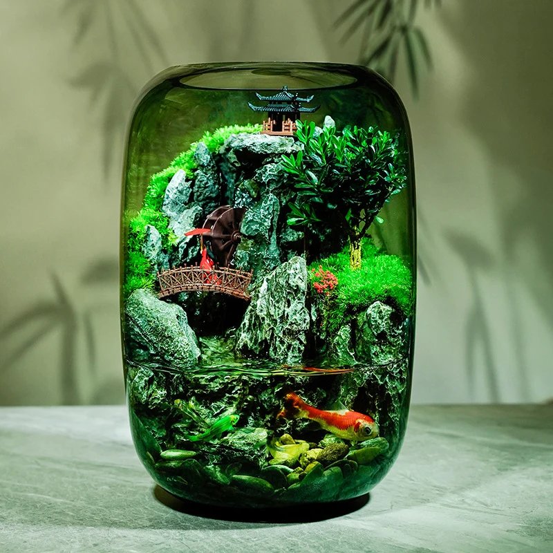 Glass Aquariums Ecological Hydroponics Plant Bottle Small Desktop Decoration Fish Tank Multi-functional Landscape Aquariums