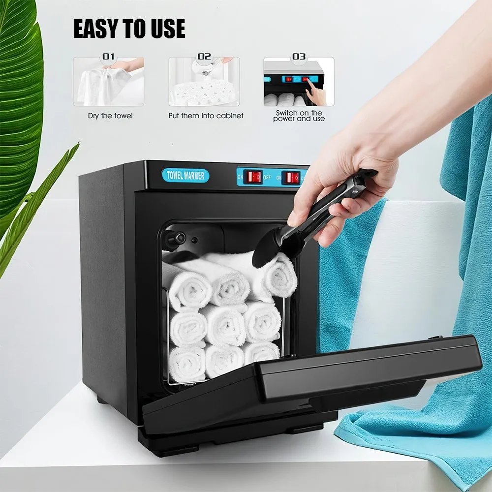 Gabinete calentador de toallas calientes UV Calentador de toallas caliente pequeño 5L 360 °   Calentamiento 6-8 Toallas Calentamiento rápido para spa facial Peluquería Salón de belleza