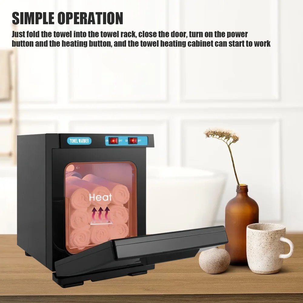 Gabinete calentador de toallas calientes UV Calentador de toallas caliente pequeño 5L 360 °   Calentamiento 6-8 Toallas Calentamiento rápido para spa facial Peluquería Salón de belleza