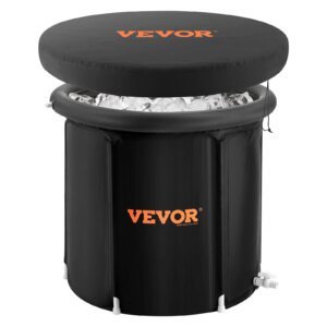 VEVOR - Bañera de hielo de 85 cm de largo para terapia de agua fría para deportistas, piscina de inmersión portátil para exteriores con barril de hielo para recuperación, bañera plegable inflable de 330 l con cubierta,