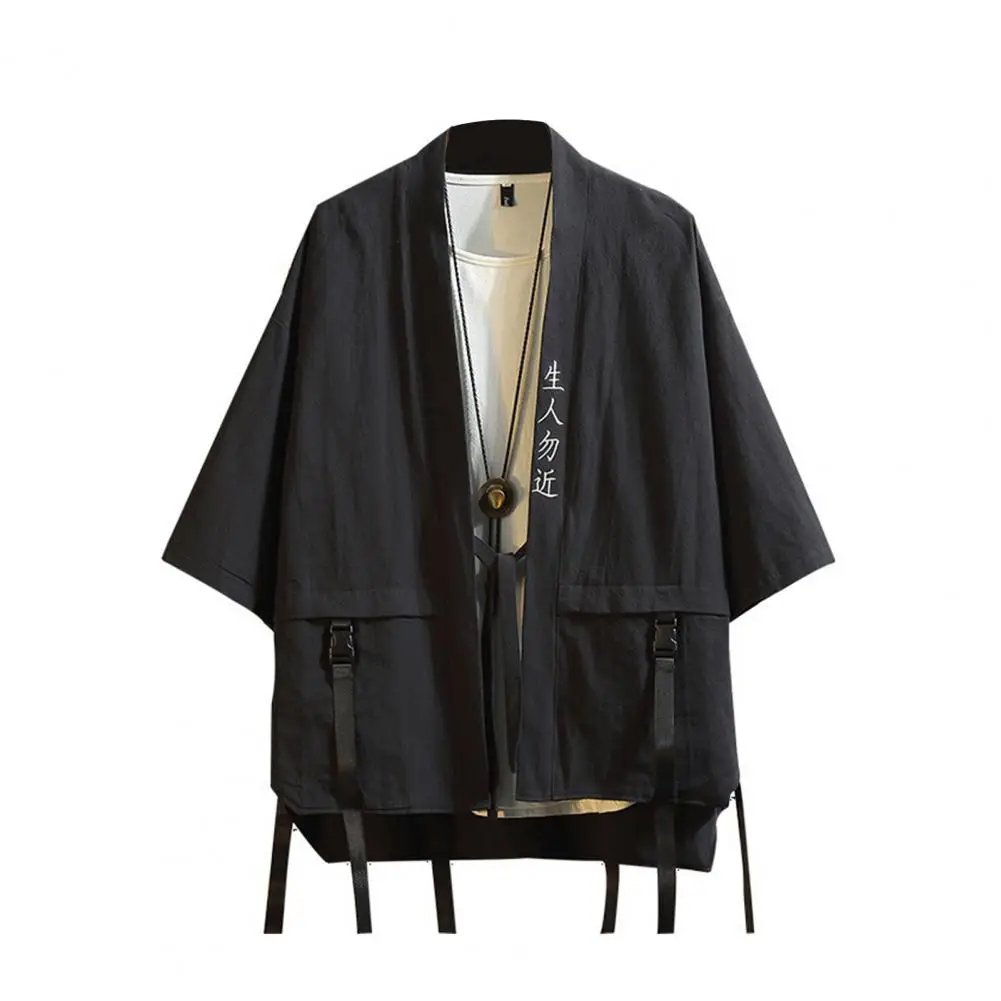 Camisa de manga de tres cuartos para hombre y mujer, chaqueta japonesa taoísta, cárdigan fino, ropa de calle, ropa para adultos