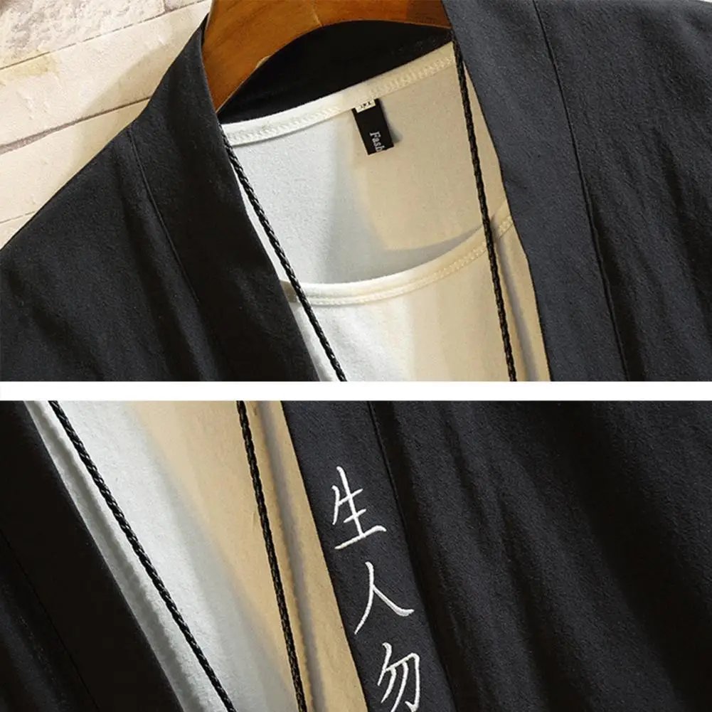 Camisa de manga de tres cuartos para hombre y mujer, chaqueta japonesa taoísta, cárdigan fino, ropa de calle, ropa para adultos