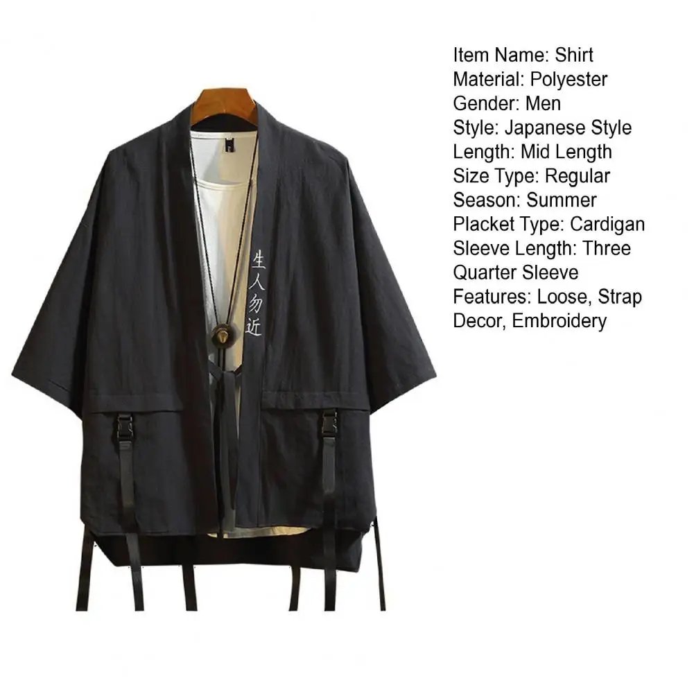 Camisa de manga de tres cuartos para hombre y mujer, chaqueta japonesa taoísta, cárdigan fino, ropa de calle, ropa para adultos