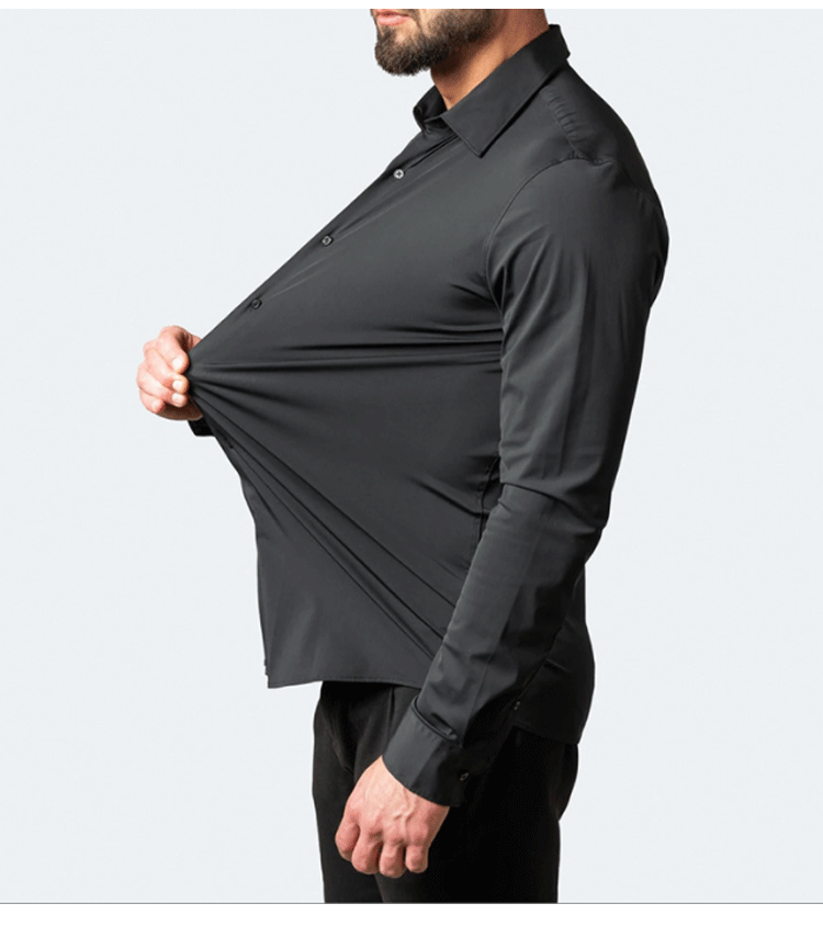 Camisa de hombre 6XL nueva de verano, blanca, elástica, sin planchado, de manga larga, informal de negocios, oversize, mercerizada, vertical.