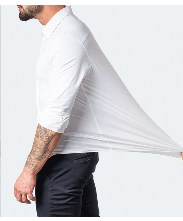 Camisa de hombre 6XL nueva de verano, blanca, elástica, sin planchado, de manga larga, informal de negocios, oversize, mercerizada, vertical.