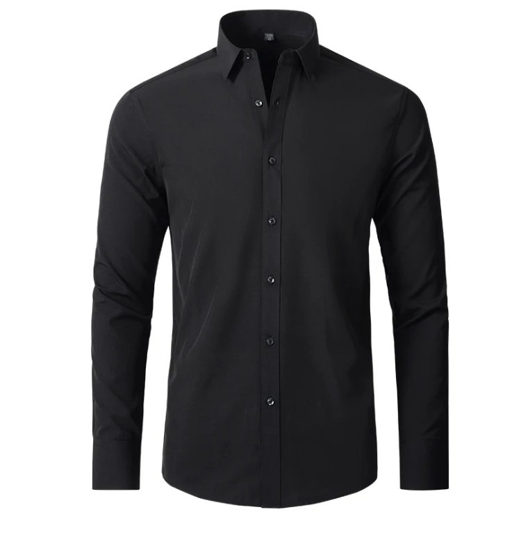 Camisa de hombre 6XL nueva de verano, blanca, elástica, sin planchado, de manga larga, informal de negocios, oversize, mercerizada, vertical.