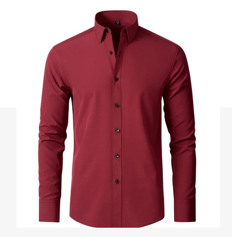 Camisa de hombre 6XL nueva de verano, blanca, elástica, sin planchado, de manga larga, informal de negocios, oversize, mercerizada, vertical.
