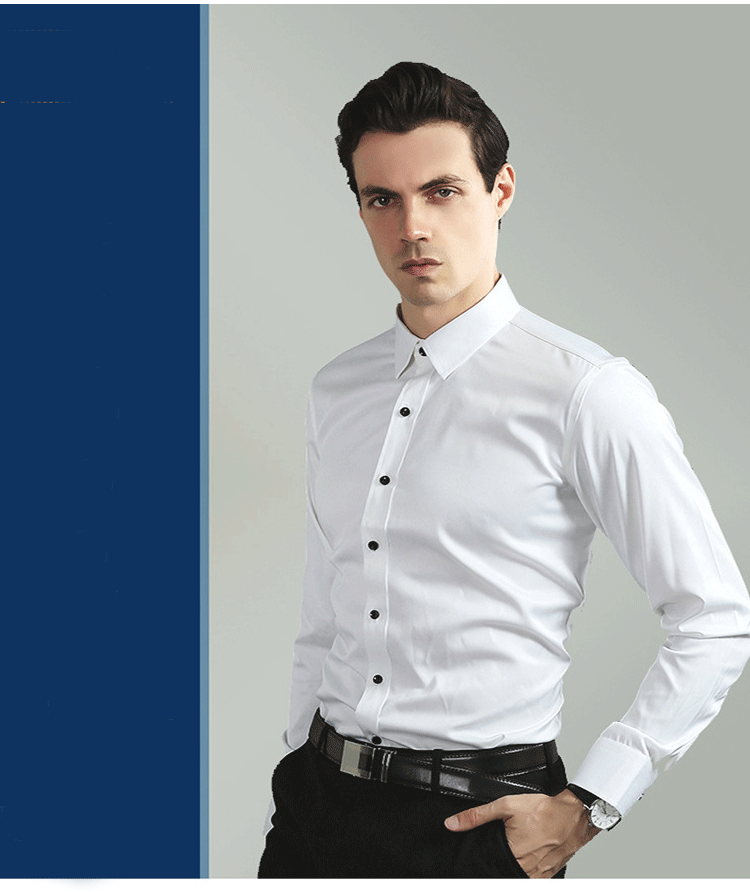 Camisa de hombre 6XL nueva de verano, blanca, elástica, sin planchado, de manga larga, informal de negocios, oversize, mercerizada, vertical.