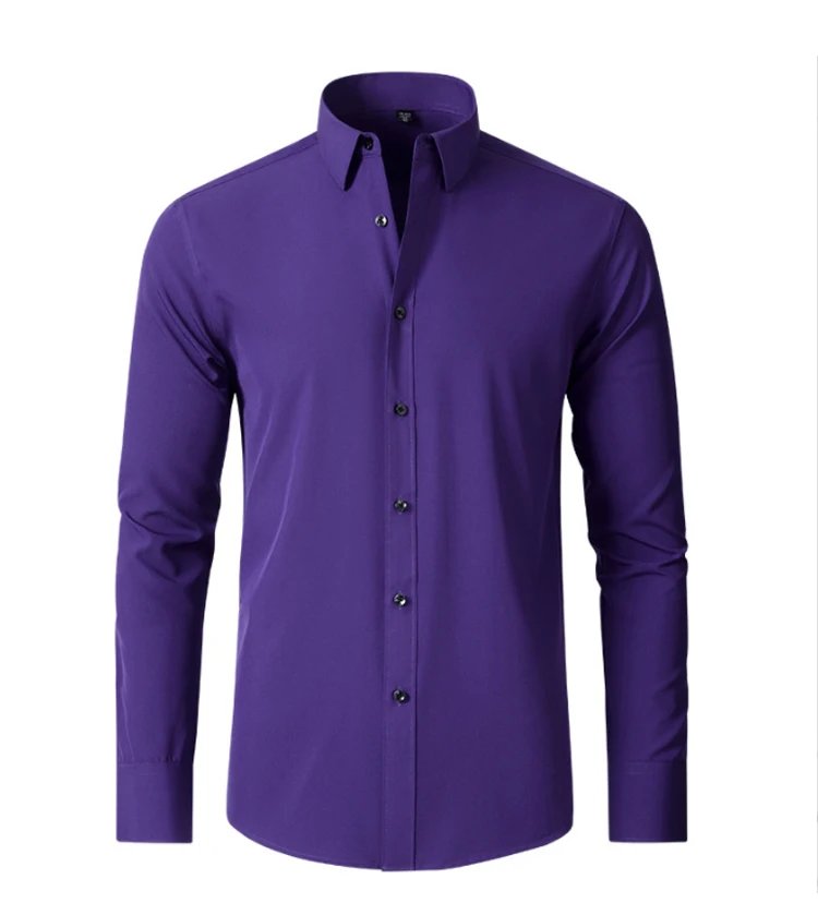 Camisa de hombre 6XL nueva de verano, blanca, elástica, sin planchado, de manga larga, informal de negocios, oversize, mercerizada, vertical.