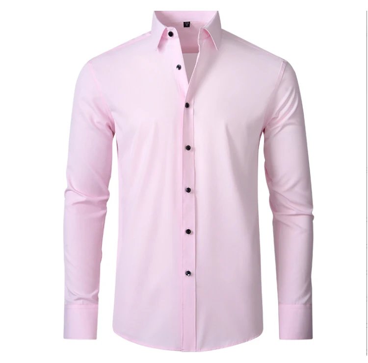Camisa de hombre 6XL nueva de verano, blanca, elástica, sin planchado, de manga larga, informal de negocios, oversize, mercerizada, vertical.