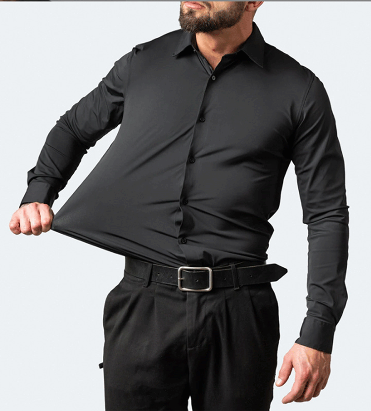 Camisa de hombre 6XL nueva de verano, blanca, elástica, sin planchado, de manga larga, informal de negocios, oversize, mercerizada, vertical.