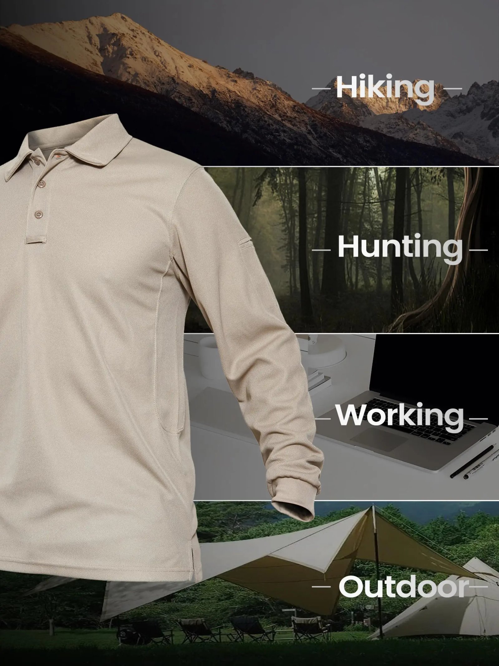 TACVASEN, camisetas para exteriores para hombre, Polos de trabajo, camisetas de verano de secado rápido, camisetas de Golf ligeras de manga larga, camisetas