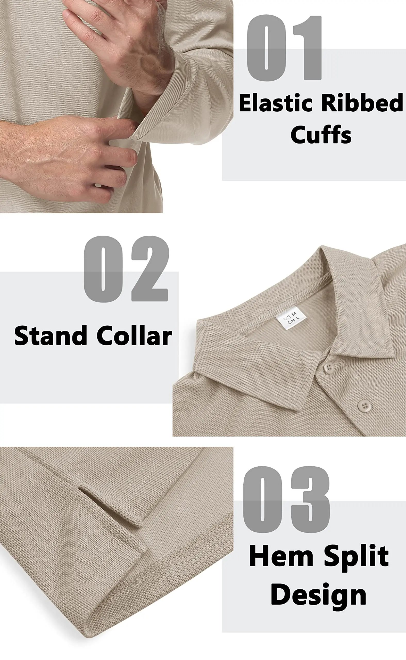 TACVASEN, camisetas para exteriores para hombre, Polos de trabajo, camisetas de verano de secado rápido, camisetas de Golf ligeras de manga larga, camisetas