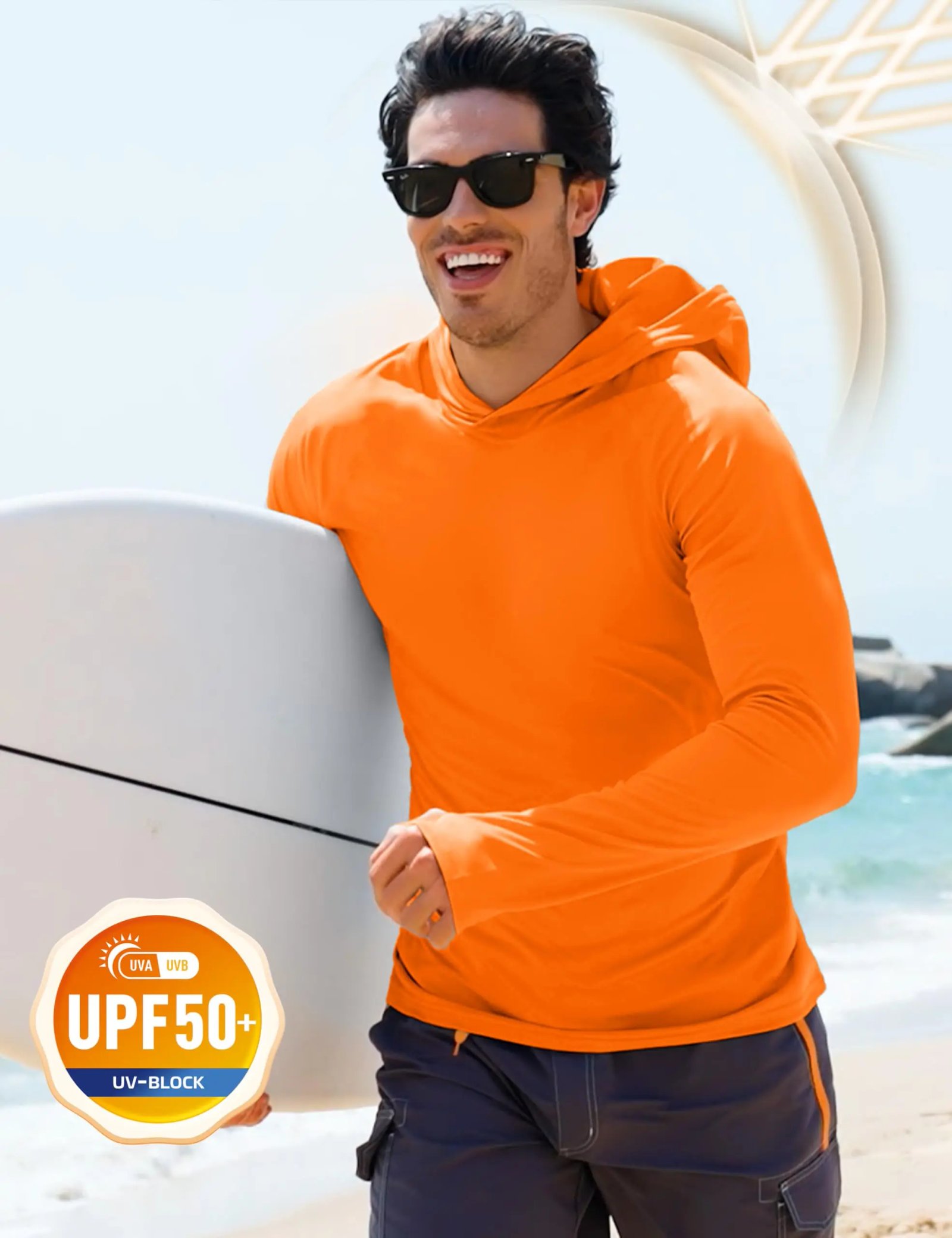 TACVASEN UPF 50+ Camisetas con capucha para hombre, camisas de sol con bloque UV de secado rápido, camiseta ligera con capucha para correr, camisetas de rendimiento de pesca