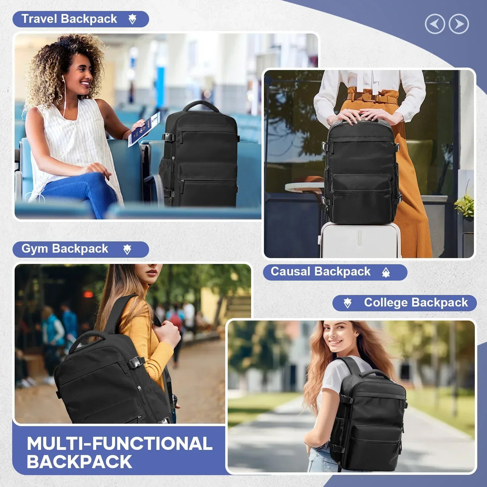 Mochila de compresión al vacío para hombre, mochila para ordenador portátil de 15,6 pulgadas, mochila de viaje al vacío para senderismo, mochila Ryanair, bolsa de cabina de 40x20x25