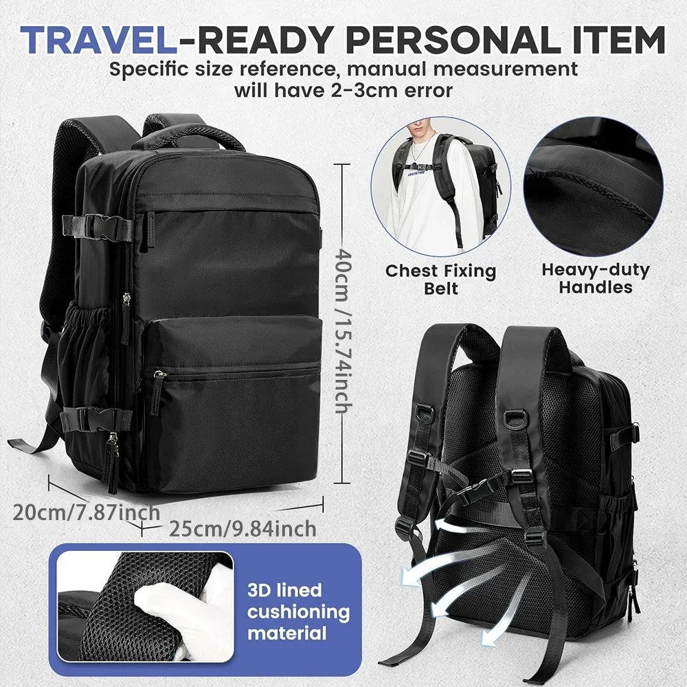 Mochila de compresión al vacío para hombre, mochila para ordenador portátil de 15,6 pulgadas, mochila de viaje al vacío para senderismo, mochila Ryanair, bolsa de cabina de 40x20x25